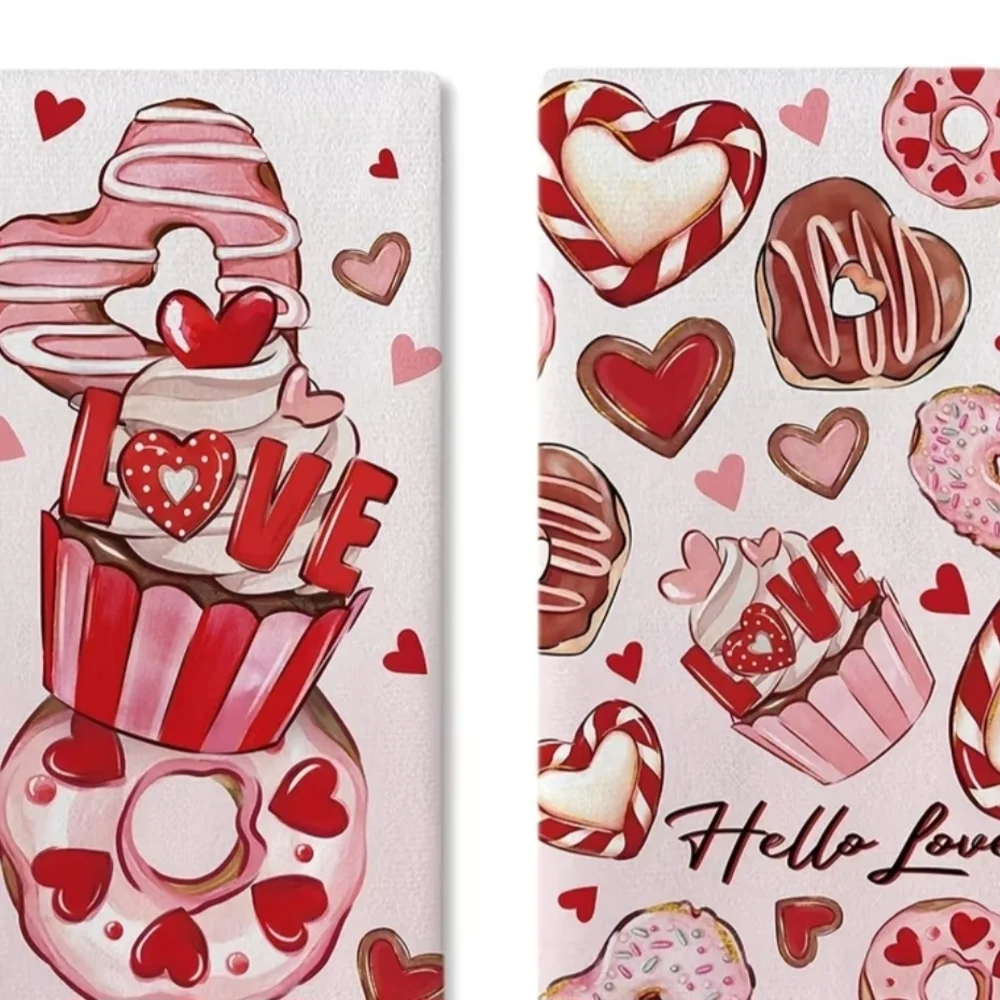 Valentine's Day Love Cupcake and Donut Bath Towel